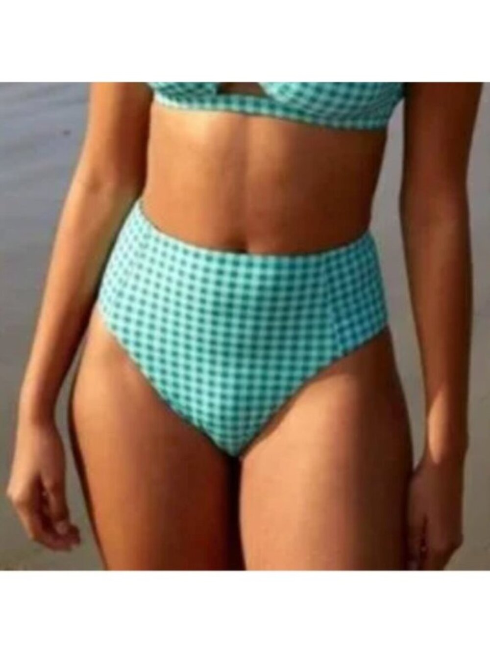 WET Swimwear Jade Gingham Bikini High Waisted Bikini Bottom Size XS
